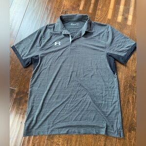 Under Armour Golf Polo HeatGear  Black/gray Athletic Shirt Mens Sz Large